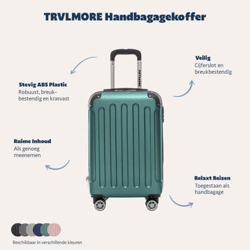 2dekans | TRVLMORE Handbagage Koffer met Wielen - 54x36x20cm, Sieraden, Tassen en Uiterlijk, Koffers, Ophalen of Verzenden, Zo goed als nieuw