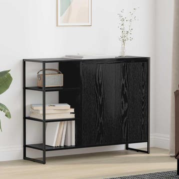 vidaXL Bijzetkast Zwart Eiken 96.5 x 30 x 75 cm Bewerkt hout, Minder dan 50 cm, Verzenden, Nieuw, Minder dan 100 cm