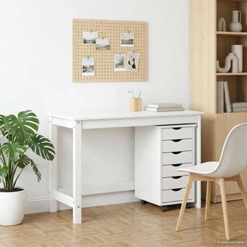 vidaXL Bureau en rollende kast set MOSS 2 st Wit, Verzenden, Nieuw