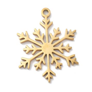 1 x Laset cut RVS 304 bedel sneeuwvlok Real 18K Gold Plat..., Ophalen of Verzenden, Nieuw, Kraal