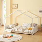 Kinderbed Simo huisbed 200x140 cm wit [en.casa], Verzenden, Nieuw
