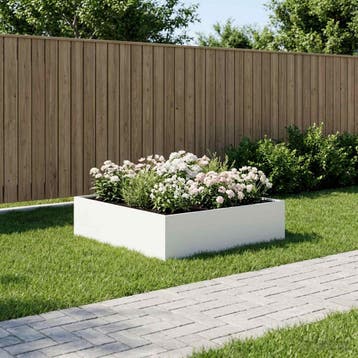 vidaXL Plantenbak Wit 100 x 100 x 30 cm Koudgewalst staal, 100 cm of meer, Verzenden, Nieuw, Metaal