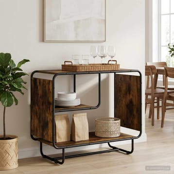 vidaXL Dressoir Gerookt eiken 80 x 37.5 x 64.5 cm Bewerkt, Verzenden, Nieuw, Overige houtsoorten, Minder dan 50 cm