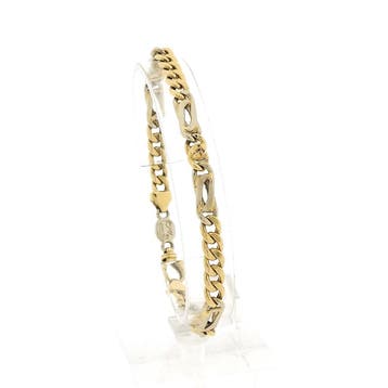 Bicolor gouden schakelarmband; Manchini, Ophalen of Verzenden, Gebruikt, Goud, Goud