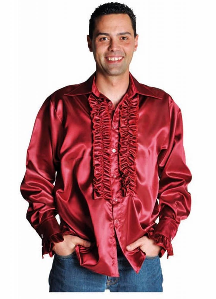 Rouches blouse luxe bordeaux rood, Kleding | Heren, Carnavalskleding en Feestkleding, Nieuw, Ophalen of Verzenden