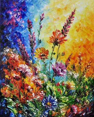 Olga Nowak (1956) - Flowers at Dawn, Antiek en Kunst, Kunst | Schilderijen | Modern