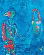 Marc Chagall (1887-1985) - Deux personnages sur fond bleu