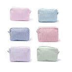 Seersucker Make-up Tas met Ruches en Rits Gestreept, Verzenden, Nieuw
