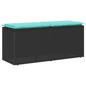 vidaXL Tuinbank met kussen 110x40x44 cm poly rattan zwart, Tuin en Terras, Tuinbanken, Verzenden, Nieuw