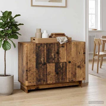 vidaXL Dressoir met lade Oud hout 89 x 34,5 x 60 cm Bewerkt, Verzenden, Nieuw, Overige houtsoorten, Minder dan 50 cm