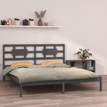 vidaXL Bedframe massief hout grijs 200x200 cm, Huis en Inrichting, Slaapkamer | Bedden, Verzenden, Overige maten, 200 cm, Grijs