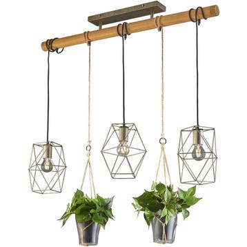 LED Hanglamp - Trion Plantan - E27 Fitting - 3-lichts -, Huis en Inrichting, Ophalen of Verzenden, Nieuw, Metaal, Overige fittingen