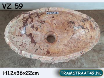 Marmer waskom | kleurmix bruin, beige, rood, wit | wasbak, Ophalen of Verzenden, Nieuw, Wasbak of Wastafel