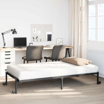 vidaXL Bedframe zonder matras opvouwbaar 90x200 cm staal, Huis en Inrichting, 90 cm, Eenpersoons, Verzenden, Zwart