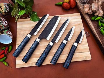 Keukenmes - Kitchen knife set - 735 - Staal, Hout,