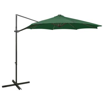 vidaXL Zweefparasol met paal en LED-verlichting 300 cm groen, Verzenden, Nieuw, 3 tot 4 meter, Zweefparasol