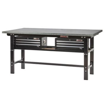 Werkbank zwart 200 cm met zinken werkblad en 2, Doe-het-zelf en Verbouw, Werkbanken, Ophalen of Verzenden, Nieuw