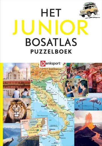 Denksport - Het Junior Bosatlas Puzzelboek - logische puzzel, Verzenden, Zo goed als nieuw