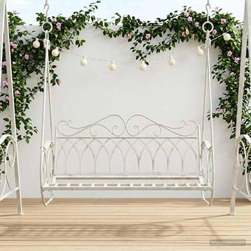 vidaXL Schommelbank Staal 112 x 60 x 126,5 cm Antiek wit, Verzenden, Nieuw, Metaal