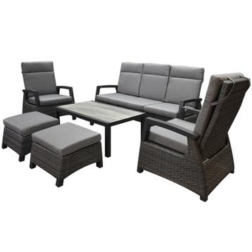 Dallas stoel bank loungeset 6 delig verstelbaar antraciet, Tuin en Terras, Ophalen of Verzenden, Nieuw, Wicker
