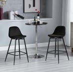 Set van 2 Hoge Barkrukken Linnen Zitting Houten Poten Rugleu, Verzenden, Nieuw