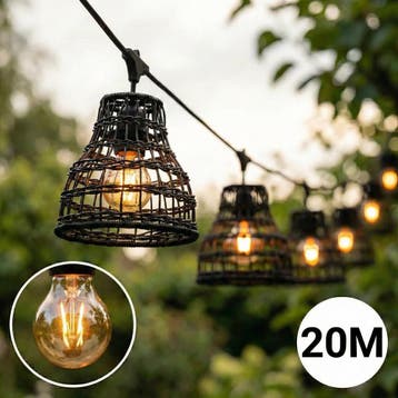 Complete Prikkabel / lichtsnoer met 20x lampenkappen, Nieuw, Ophalen of Verzenden, Netvoeding, Hanglamp