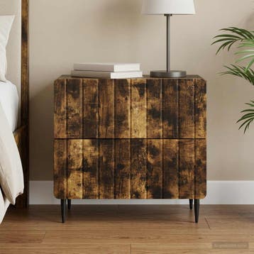 vidaXL Nachtkastje Gerookt eiken 62 x 34,5 x 49,5 cm Bewerkt, Minder dan 45 cm, Verzenden, Nieuw, Minder dan 55 cm