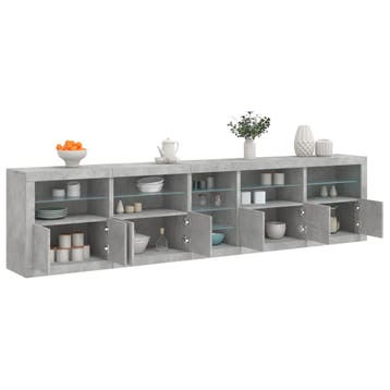 vidaXL Dressoir met LED-verlichting 283x37x67 cm betongrijs, Huis en Inrichting, Verzenden, Nieuw, Overige houtsoorten, Minder dan 50 cm