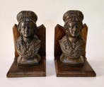 Boekensteunen (2) - Gietijzer, Hout - Victoriaanse
