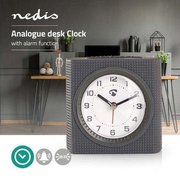 Nedis Analoge Wekker – Draadloos – Alarm – Snoozefunctie – V, Verzenden, Zo goed als nieuw