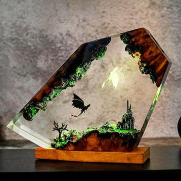 Draak Tafellamp Hars met 7-Kleuren LED en USB Oplading, Verzenden, Nieuw