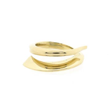 Massief gouden ring met organisch ontwerp, Sieraden, Tassen en Uiterlijk, Gebruikt, 20 of groter, Ophalen of Verzenden, Dame