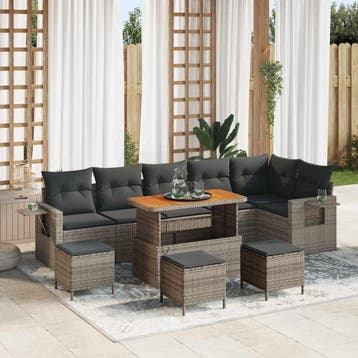 vidaXL Tuinbankenset 12 st Grijs poly rattan, Verzenden, Nieuw, Rotan, 2 zitplaatsen