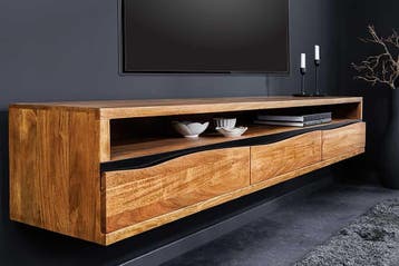 Hangend tv-meubel MAMMUT 160 cm bruin acaciahoningafwerking, Ophalen of Verzenden, Nieuw