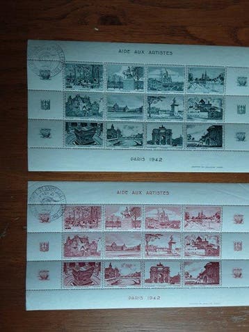 Frankrijk 1942/1945 - Verzameling vignetten op velletjes -, Gestempeld