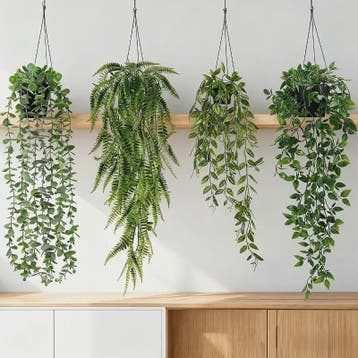 4x Kunst Hangplanten - Faux Eucalyptus & Klimop - UV-Bestend, Verzenden, Nieuw