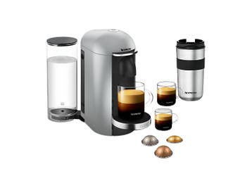Krups -  Nespresso Vertuo Plus Capsulemachine Zilver, Verzenden, Nieuw, 1 kopje, Koffiepads en cups