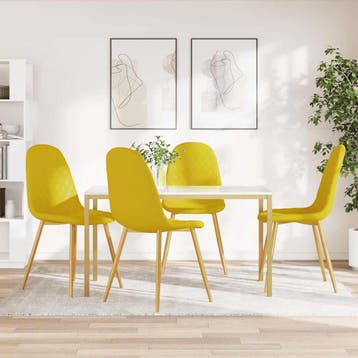 vidaXL Eetkamerstoelen 4 st fluweel mosterdgeel, Huis en Inrichting, Stoelen, Verzenden, Nieuw