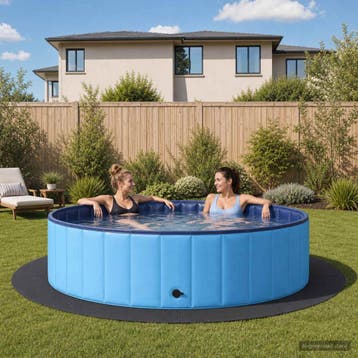 vidaXL Zwembad Grondmat 16 st Ø 235 cm Rond EVA Schuim Zwart, Verzenden, Nieuw