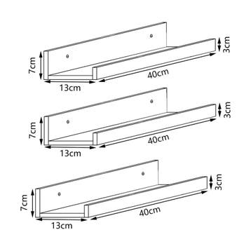 [en.casa] Wandplank set van 3 Gildeskål 40x13x7 cm bamboe, Verzenden, Nieuw