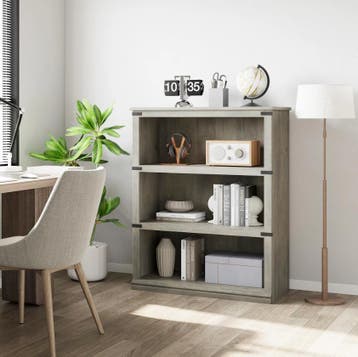 Nieuwe Houten Boekenkast - Boerderijstijl - Grijs - Vintage, Huis en Inrichting, Kasten | Boekenkasten, Verzenden, Nieuw
