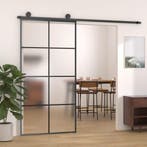 vidaXL Schuifdeur 102,5x205 cm aluminium en ESG-glas zwart, Doe-het-zelf en Verbouw, Deuren en Horren, Verzenden, Nieuw