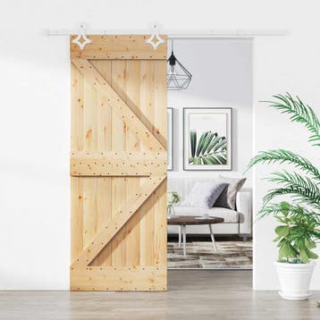 vidaXL Schuifdeur Natuurlijk en Wit 85 x 210 cm Massief, Verzenden, Nieuw