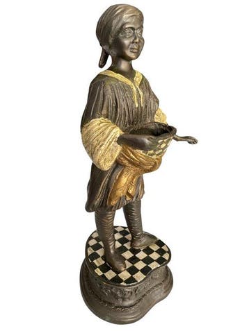 Beeldje, Vide-poche - 30 cm - Koud geverfd brons, Antiek en Kunst