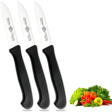 Eikaso Solingen Set van 3 schilmessen – recht lemmet 8 cm., Ophalen of Verzenden, Nieuw, Rvs of Chroom