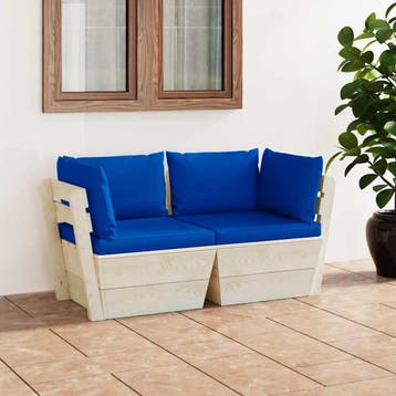 vidaXL Tuinbank 2-zits met kussens pallet vurenhout, Verzenden, Nieuw, Hout
