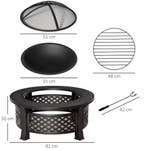 Stalen vuurtafel met deksel en grill – 81x81x50 cm, Verzenden, Nieuw