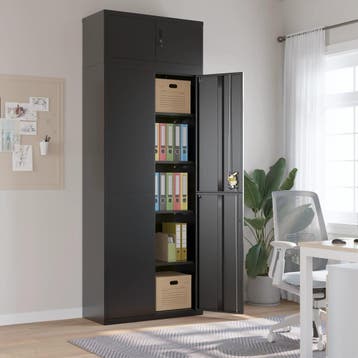 vidaXL Archiefkast 90x40x240 cm staal zwart, Verzenden, Nieuw
