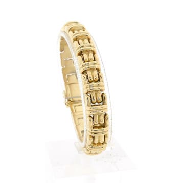 Vintage gouden fantasie schakelarmband | 18,5 cm, Ophalen of Verzenden, Gebruikt, Goud, Goud