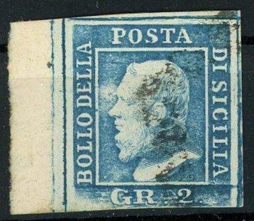 Italiaanse oude staten - Sicilië 1859 - Beeld van Ferdinando, Gestempeld